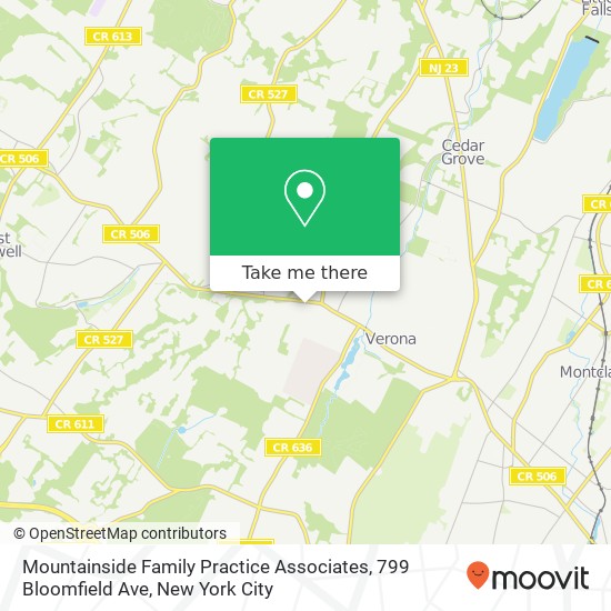 Mapa de Mountainside Family Practice Associates, 799 Bloomfield Ave