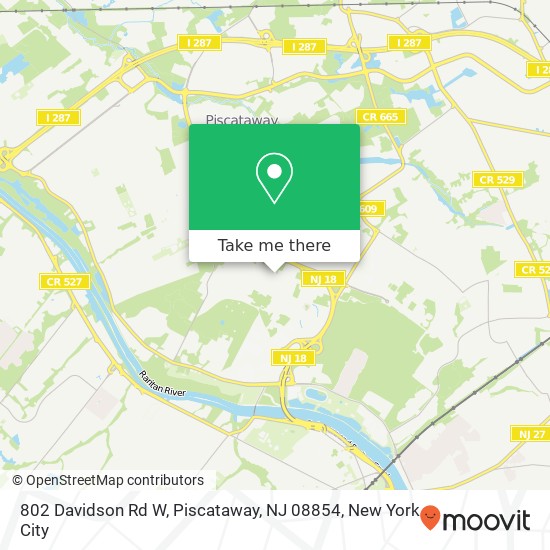 Mapa de 802 Davidson Rd W, Piscataway, NJ 08854