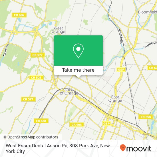 West Essex Dental Assoc Pa, 308 Park Ave map