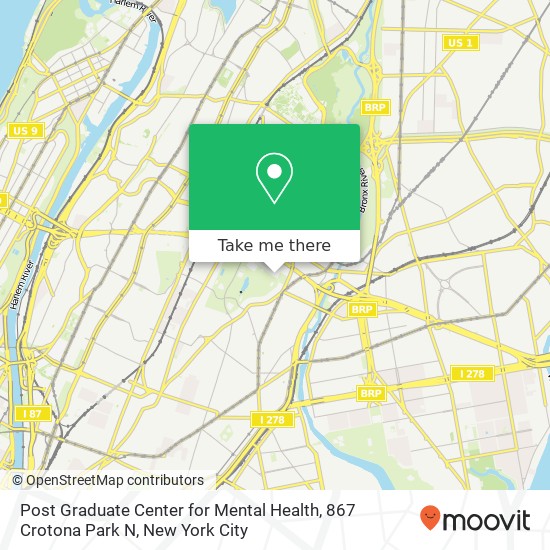 Post Graduate Center for Mental Health, 867 Crotona Park N map