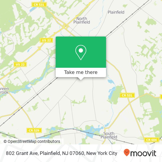 Mapa de 802 Grant Ave, Plainfield, NJ 07060