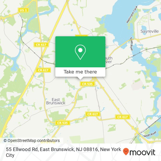 Mapa de 55 Ellwood Rd, East Brunswick, NJ 08816