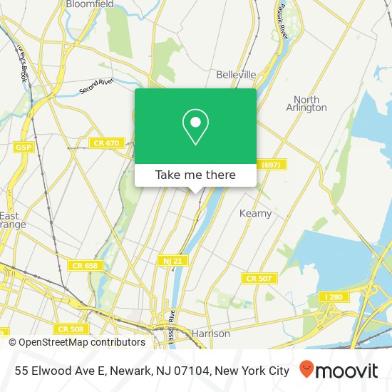 Mapa de 55 Elwood Ave E, Newark, NJ 07104
