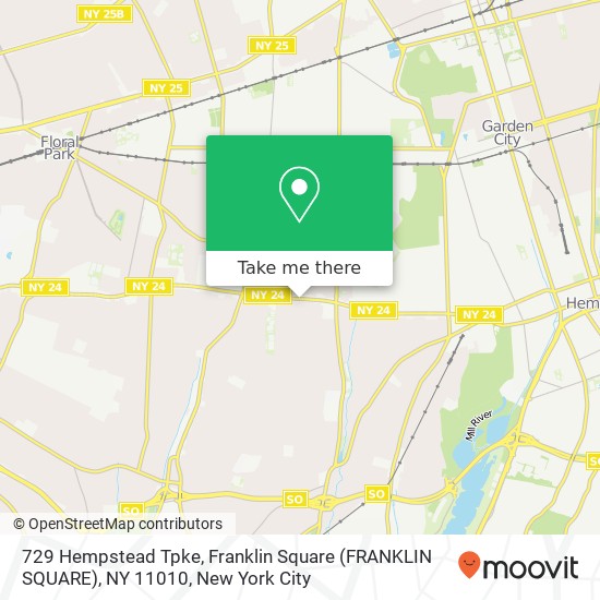 Mapa de 729 Hempstead Tpke, Franklin Square (FRANKLIN SQUARE), NY 11010