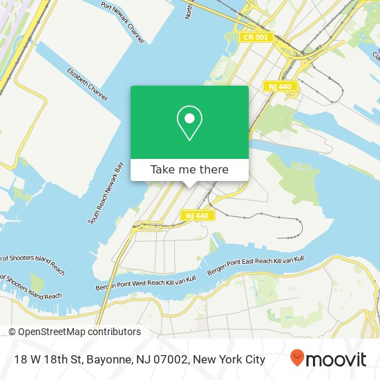Mapa de 18 W 18th St, Bayonne, NJ 07002