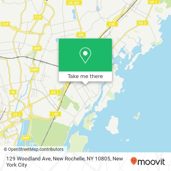 Mapa de 129 Woodland Ave, New Rochelle, NY 10805