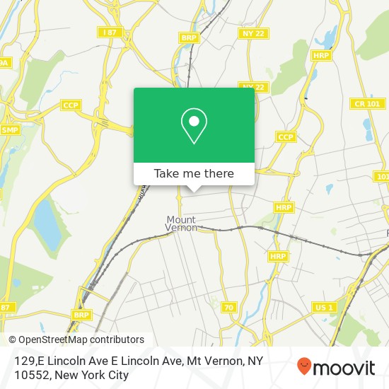 129,E Lincoln Ave E Lincoln Ave, Mt Vernon, NY 10552 map