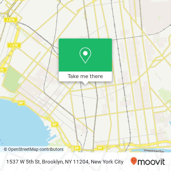 Mapa de 1537 W 5th St, Brooklyn, NY 11204