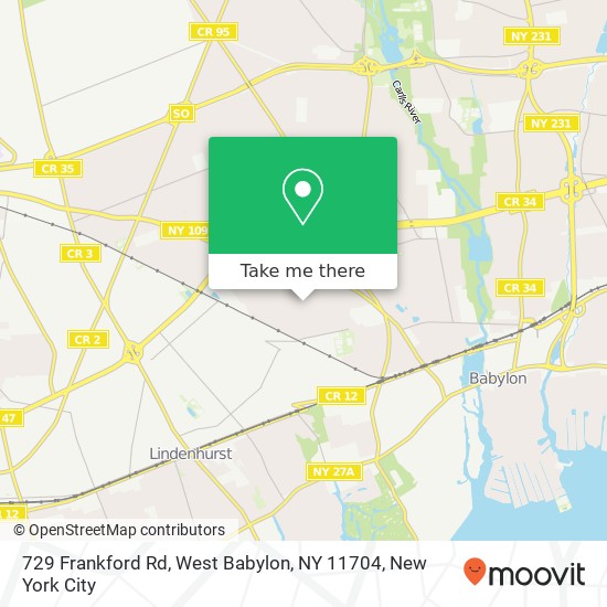 Mapa de 729 Frankford Rd, West Babylon, NY 11704