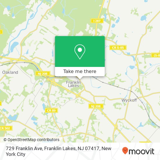 Mapa de 729 Franklin Ave, Franklin Lakes, NJ 07417