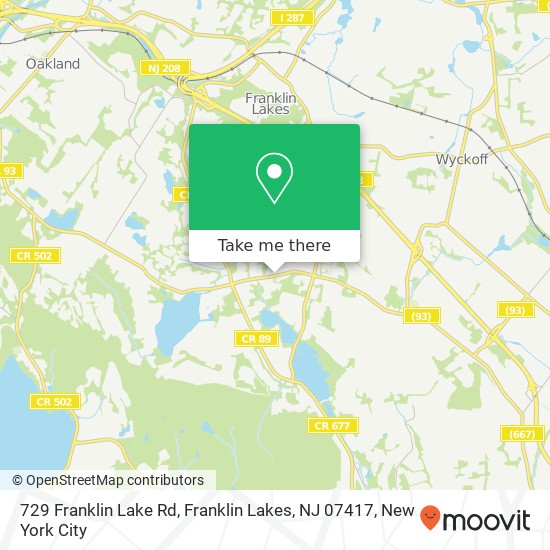 Mapa de 729 Franklin Lake Rd, Franklin Lakes, NJ 07417