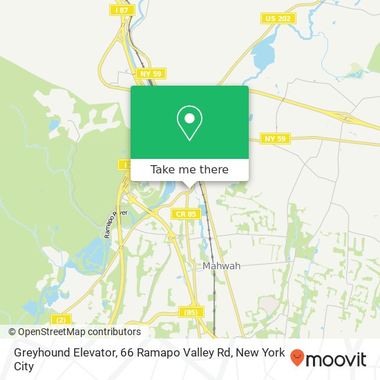 Greyhound Elevator, 66 Ramapo Valley Rd map