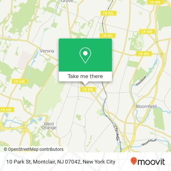 Mapa de 10 Park St, Montclair, NJ 07042