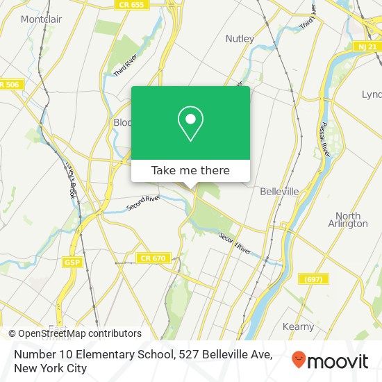 Mapa de Number 10 Elementary School, 527 Belleville Ave