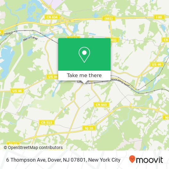 Mapa de 6 Thompson Ave, Dover, NJ 07801