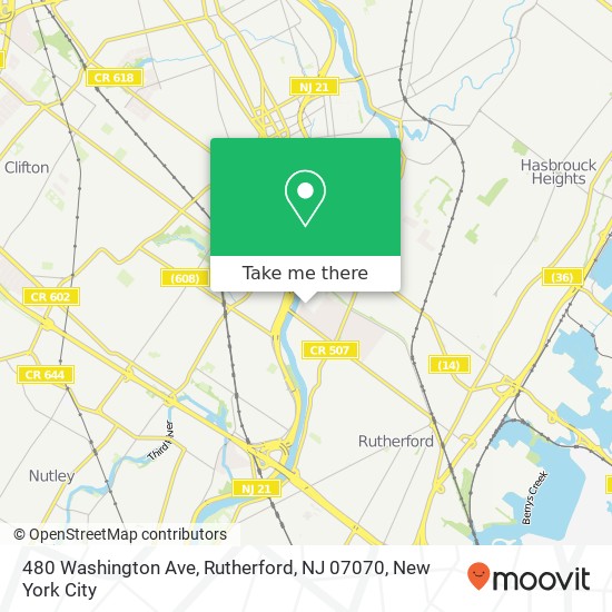 Mapa de 480 Washington Ave, Rutherford, NJ 07070