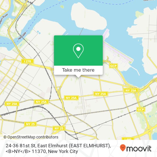 Mapa de 24-36 81st St, East Elmhurst (EAST ELMHURST), <B>NY< / B> 11370
