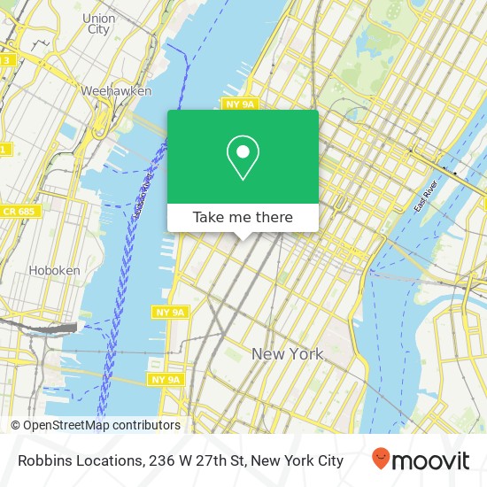 Robbins Locations, 236 W 27th St map