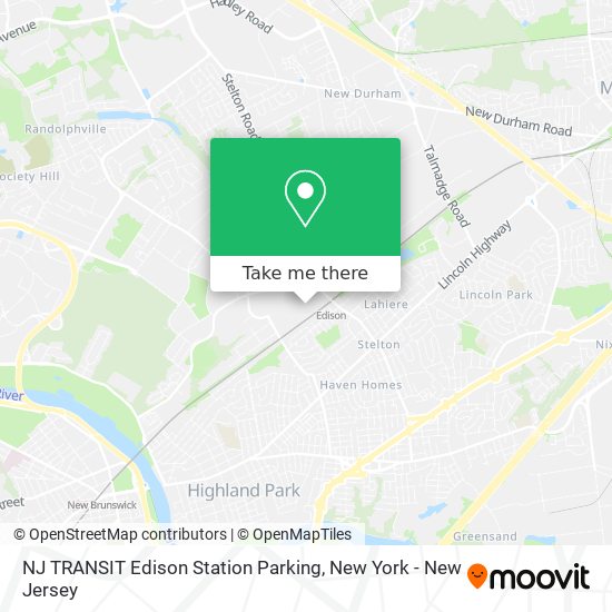Mapa de NJ TRANSIT Edison Station Parking