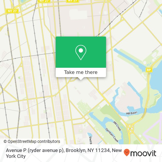 Mapa de Avenue P (ryder avenue p), Brooklyn, NY 11234