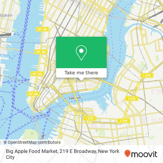 Mapa de Big Apple Food Market, 219 E Broadway