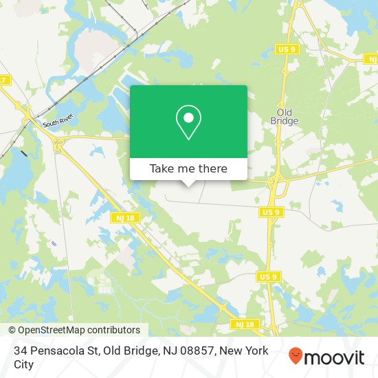 Mapa de 34 Pensacola St, Old Bridge, NJ 08857
