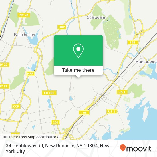 Mapa de 34 Pebbleway Rd, New Rochelle, NY 10804
