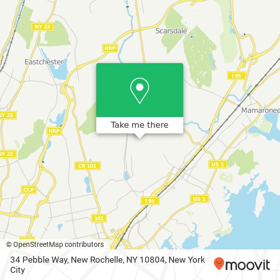 Mapa de 34 Pebble Way, New Rochelle, NY 10804