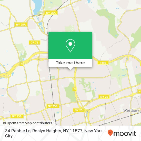 Mapa de 34 Pebble Ln, Roslyn Heights, NY 11577
