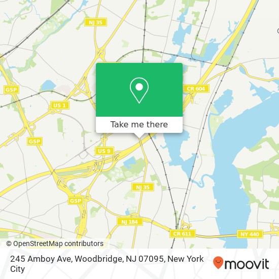 Mapa de 245 Amboy Ave, Woodbridge, NJ 07095