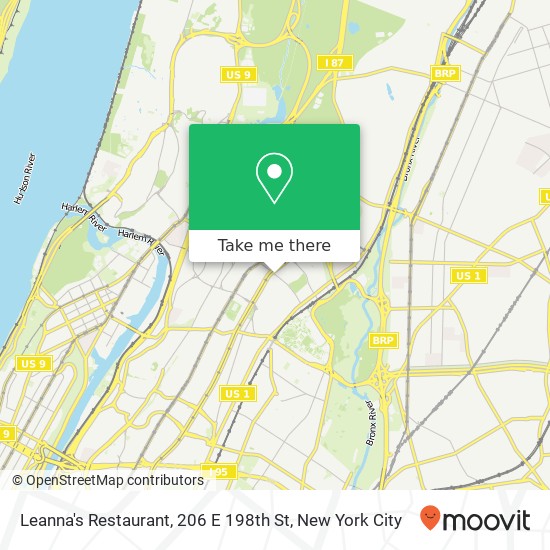 Mapa de Leanna's Restaurant, 206 E 198th St