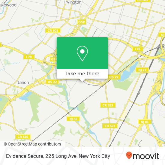 Mapa de Evidence Secure, 225 Long Ave