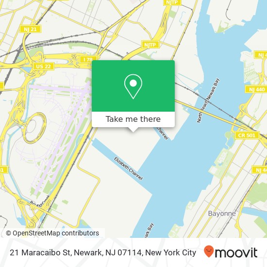 Mapa de 21 Maracaibo St, Newark, NJ 07114