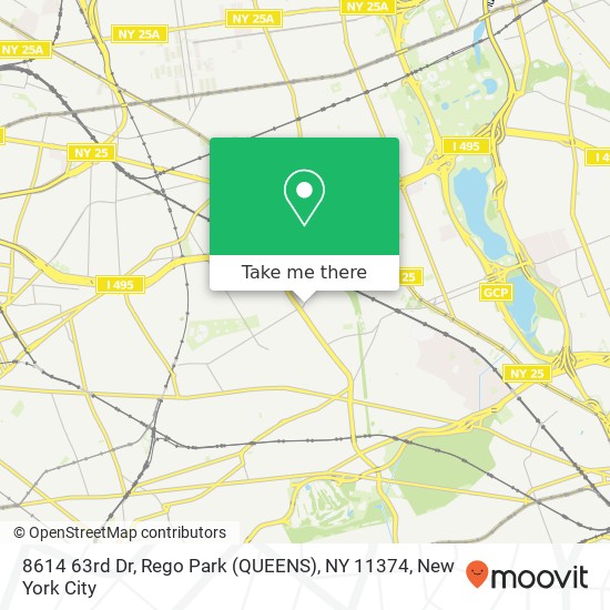 Mapa de 8614 63rd Dr, Rego Park (QUEENS), NY 11374