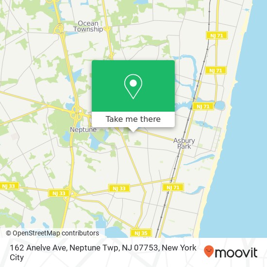 Mapa de 162 Anelve Ave, Neptune Twp, NJ 07753