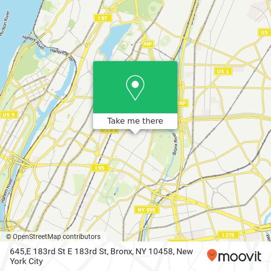 Mapa de 645,E 183rd St E 183rd St, Bronx, NY 10458