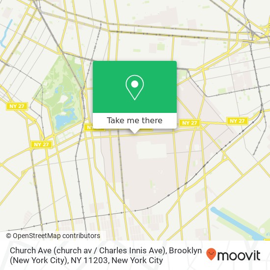 Mapa de Church Ave (church av / Charles Innis Ave), Brooklyn (New York City), NY 11203