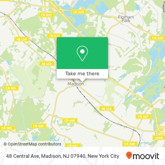 Mapa de 48 Central Ave, Madison, NJ 07940