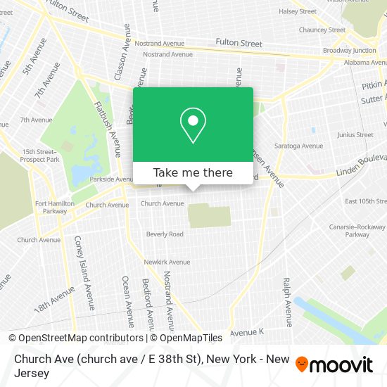 Mapa de Church Ave (church ave / E 38th St)