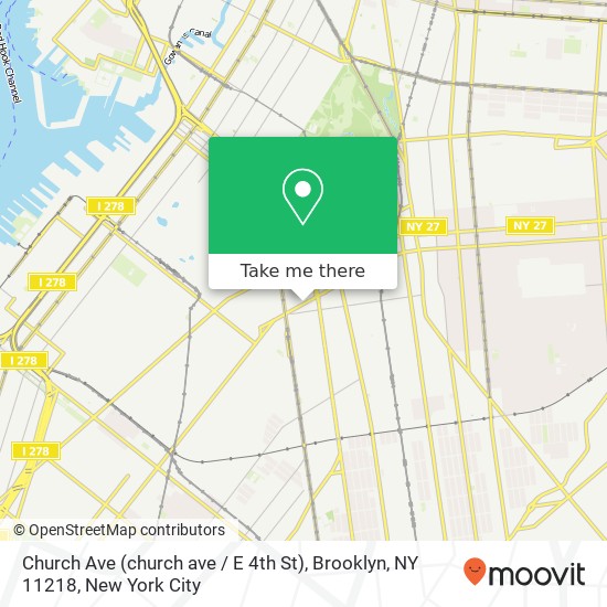 Mapa de Church Ave (church ave / E 4th St), Brooklyn, NY 11218