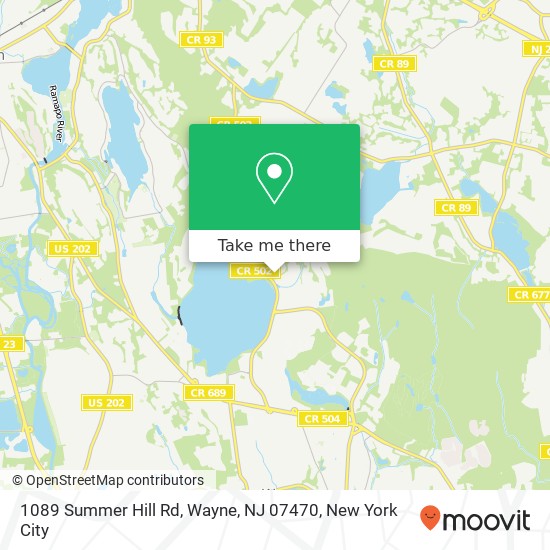 Mapa de 1089 Summer Hill Rd, Wayne, NJ 07470