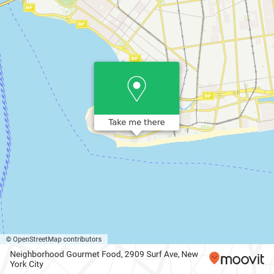 Mapa de Neighborhood Gourmet Food, 2909 Surf Ave
