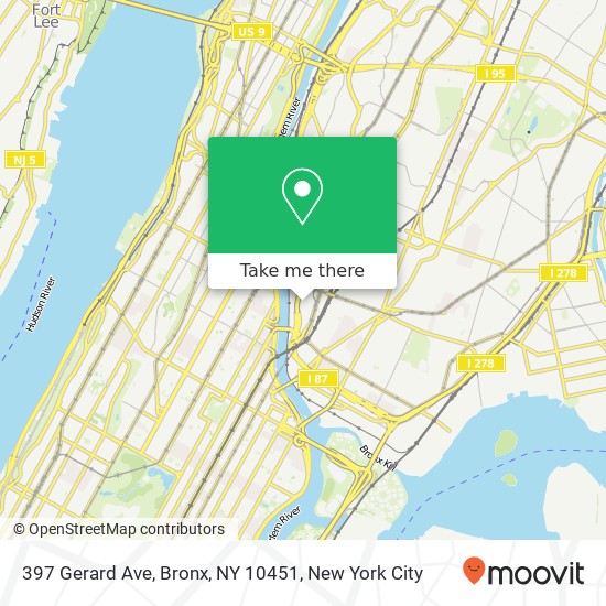 Mapa de 397 Gerard Ave, Bronx, NY 10451