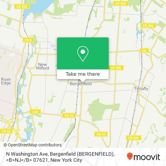 Mapa de N Washington Ave, Bergenfield (BERGENFIELD), <B>NJ< / B> 07621