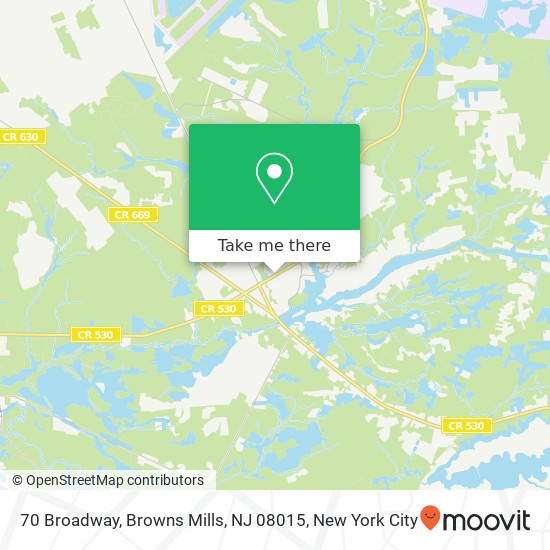 Mapa de 70 Broadway, Browns Mills, NJ 08015