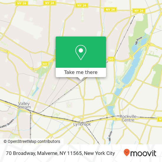 Mapa de 70 Broadway, Malverne, NY 11565