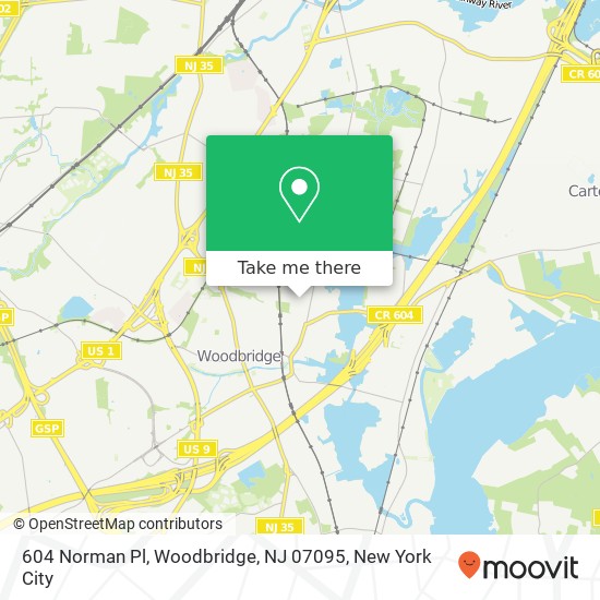 Mapa de 604 Norman Pl, Woodbridge, NJ 07095