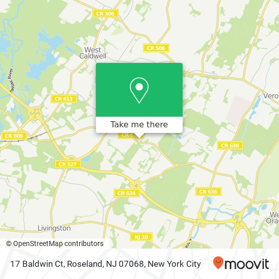 Mapa de 17 Baldwin Ct, Roseland, NJ 07068