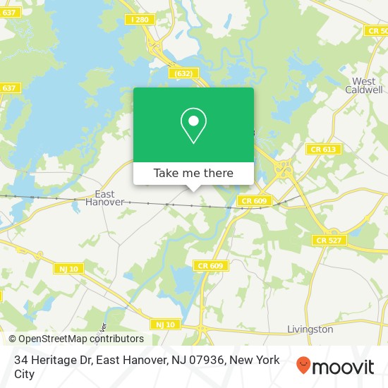 Mapa de 34 Heritage Dr, East Hanover, NJ 07936