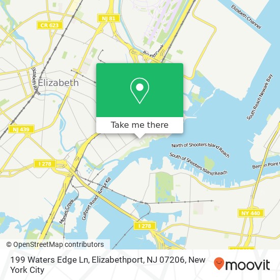 Mapa de 199 Waters Edge Ln, Elizabethport, NJ 07206